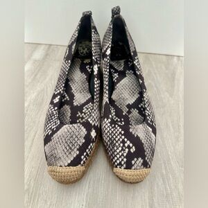 TORY BURCH Snake HEATHER Espadrille Jute Wedge Ballet Skimmer Sz 8.5